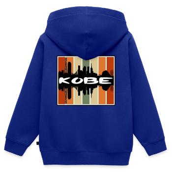 Kobe Japon Skyline Silhouette Voyage Souvenir - Sweat Premium à capuche zippé enfant bio - bleu roi - Dos - AI Model Kid Male (0cm)