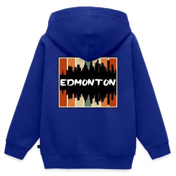 Edmonton Canada Skyline Silhouette Souvenir de voyage - Sweat Premium à capuche zippé enfant bio - bleu roi - Dos - AI Model Kid Male (0cm)