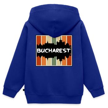 Bukarest Rumänien Skyline Silhouette Travel Souven - Kinder Premium Organic Zip Hoodie - Royalblau - Hinten - AI Model Kid Male (0cm)