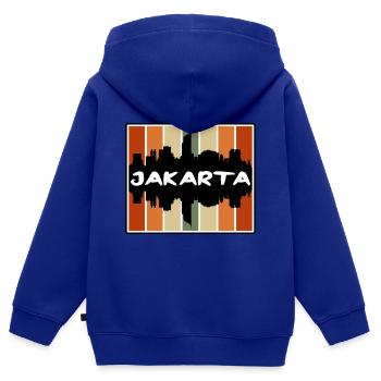 Jakarta Indonesien Skyline Silhouette Travel Souven - Kinder Premium Organic Zip Hoodie - Royalblau - Hinten - AI Model Kid Male (0cm)