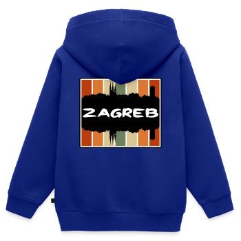 Zagreb Croatia Skyline Silhouette Travel Souvenir - Kids Premium Organic Zip-up Hoodie - royal blue - Back - AI Model Kid Male (0cm)