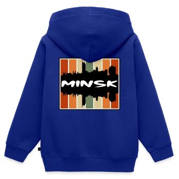 Minsk Weißrussland Skyline Silhouette Reise Souvenir - Kinder Premium Organic Zip Hoodie - Royalblau - Hinten - AI Model Kid Male (0cm)