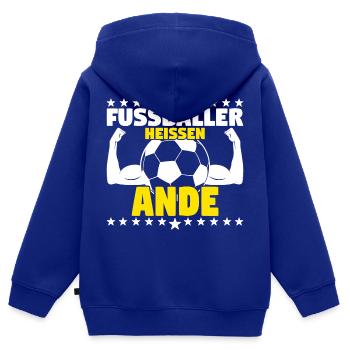 Ande - Die Besten Fußballer heißen Ande - Kinder Premium Organic Zip Hoodie - Royalblau - Hinten - AI Model Kid Male (0cm)