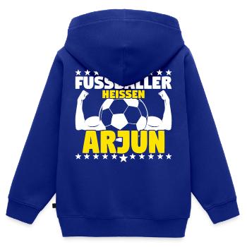 Arjun - Die Besten Fußballer heißen Arjun - Kinder Premium Organic Zip Hoodie - Royalblau - Hinten - AI Model Kid Male (0cm)