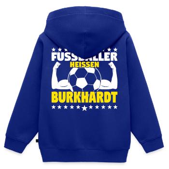 Burkhardt - Die Besten Fußballer heißen Burkhardt - Kinder Premium Organic Zip Hoodie - Royalblau - Hinten - AI Model Kid Male (0cm)