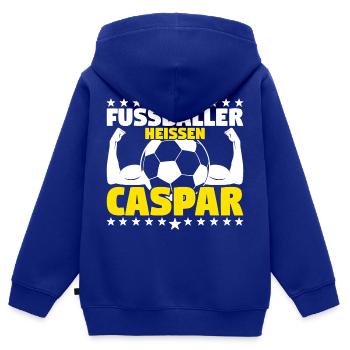 Die besten Fußballer heißen Caspar - Kinder Premium Organic Zip Hoodie - Royalblau - Hinten - AI Model Kid Male (0cm)