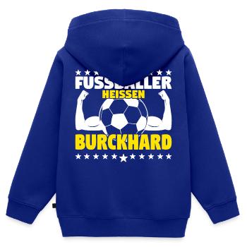 Burckhard - Die Besten Fußballer heißen Burckhard - Kinder Premium Organic Zip Hoodie - Royalblau - Hinten - AI Model Kid Male (0cm)