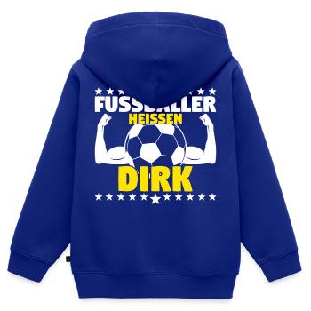 Die besten Fußballer heißen Dirk - Kinder Premium Organic Zip Hoodie - Royalblau - Hinten - AI Model Kid Male (0cm)