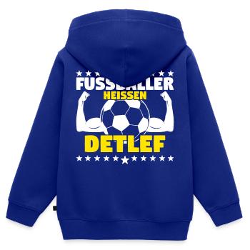 Die besten Fußballer heißen Detlef - Kinder Premium Organic Zip Hoodie - Royalblau - Hinten - AI Model Kid Male (0cm)