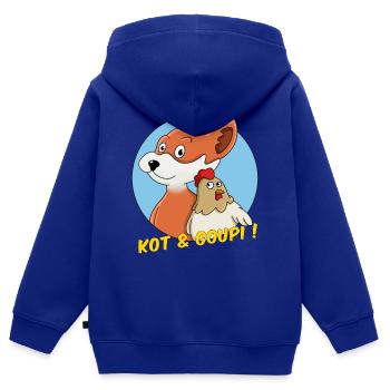KOT UND GOUPI - Kinder Premium Organic Zip Hoodie - Royalblau - Hinten - AI Model Kid Male (0cm)