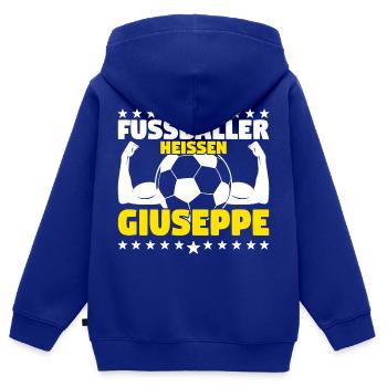 Die besten Fußballer heißen Giuseppe - Kinder Premium Organic Zip Hoodie - Royalblau - Hinten - AI Model Kid Male (0cm)