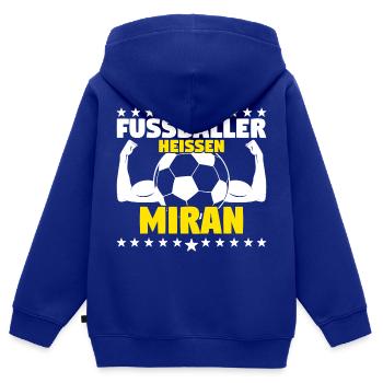 Die besten Fußballer heißen Miran - Kinder Premium Organic Zip Hoodie - Royalblau - Hinten - AI Model Kid Male (0cm)