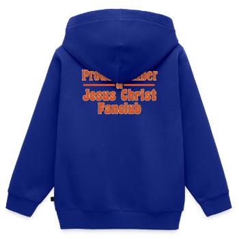 Jesus Fanclub - Kinder Premium Organic Zip Hoodie - Royalblau - Hinten - AI Model Kid Male (0cm)