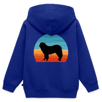Chien de berger du Caucase Silhouette Rétro Coucher de soleil - Sweat Premium à capuche zippé enfant bio - bleu roi - Dos - AI Model Kid Male (0cm)