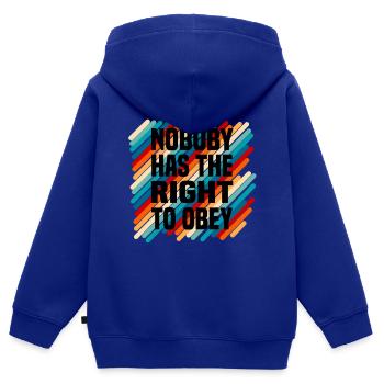 nobody has the right to obey - Kinder Premium Organic Zip Hoodie - Royalblau - Hinten - AI Model Kid Male (0cm)