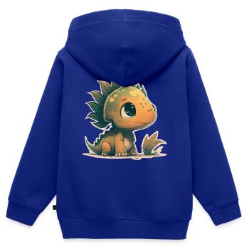 Petit mais courageux bébé Dino - Sweat Premium à capuche zippé enfant bio - bleu roi - Dos - AI Model Kid Male (0cm)