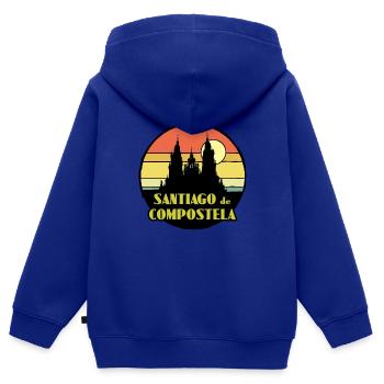Saint-Jacques-de-Compostelle - Sweat Premium à capuche zippé enfant bio - bleu roi - Dos - AI Model Kid Male (0cm)