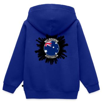 Melbourne Skyline Australie Flag Souvenir de voyage - Sweat Premium à capuche zippé enfant bio - bleu roi - Dos - AI Model Kid Male (0cm)