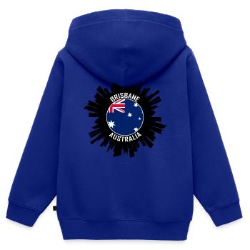 Brisbane Skyline Australia Flag Souvenir de voyage - Sweat Premium à capuche zippé enfant bio - bleu roi - Dos - AI Model Kid Male (0cm)