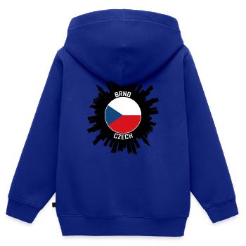 Brünn Skyline Tschechische Flagge Reise Souvenir - Kinder Premium Organic Zip Hoodie - Royalblau - Hinten - AI Model Kid Male (0cm)