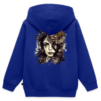 Wunderschöne Pflanzen Lady als Ink Skizze - Kinder Premium Organic Zip Hoodie - Royalblau - Hinten - AI Model Kid Male (0cm)
