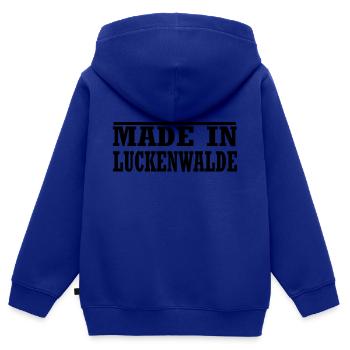 Luckenwalde - Kinder Premium Organic Zip Hoodie - Royalblau - Hinten - AI Model Kid Male (0cm)