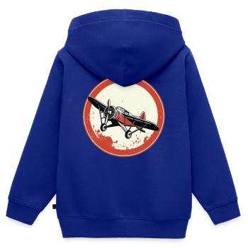 Rétro Hélice d’avion - Sweat Premium à capuche zippé enfant bio - bleu roi - Dos - AI Model Kid Male (0cm)