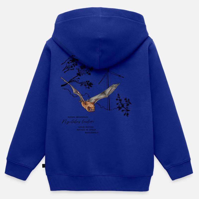 Noctule - Sweat Premium à capuche zippé enfant bio - bleu roi