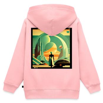 Horizonte der Zukunft - Kinder Premium Organic Zip Hoodie - Rosa - Hinten - AI Model Kid Female (0cm)