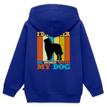 Chien de berger des Carpates Silhouette Rétro Coucher de soleil - Sweat Premium à capuche zippé enfant bio - bleu roi - Dos - AI Model Kid Male (0cm)