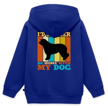 Catalan Sheepdog Dog Lover Silhouette Retro Sunset - Kids Premium Organic Zip-up Hoodie - royal blue - Back - AI Model Kid Male (0cm)