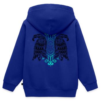 Hugin und Munin Nordic Viking Raven - Kinder Premium Organic Zip Hoodie - Royalblau - Hinten - AI Model Kid Male (0cm)