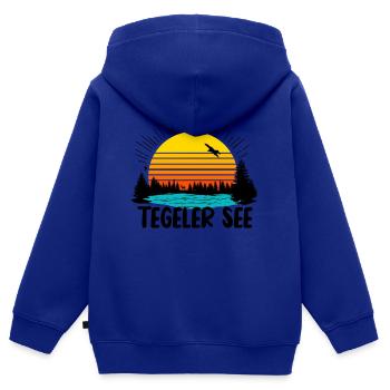 Tegeler See - Kinder Premium Organic Zip Hoodie - Royalblau - Hinten - AI Model Kid Male (0cm)