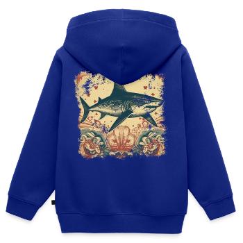 Cooler Retro Hai mit 50er Jahre Mustern - Kinder Premium Organic Zip Hoodie - Royalblau - Hinten - AI Model Kid Male (0cm)