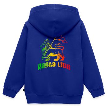 Rasta Lion - Sweat Premium à capuche zippé enfant bio - bleu roi - Dos - AI Model Kid Male (0cm)