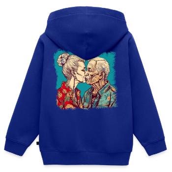 Küssendes Best Ager Pärchen mit Hawaiihemden - Kinder Premium Organic Zip Hoodie - Royalblau - Hinten - AI Model Kid Male (0cm)