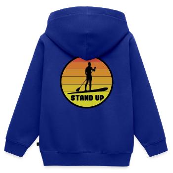Pagayer debout - Sweat Premium à capuche zippé enfant bio - bleu roi - Dos - AI Model Kid Male (0cm)