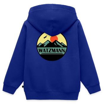 Watzmann - Kinder Premium Organic Zip Hoodie - Royalblau - Hinten - AI Model Kid Male (0cm)