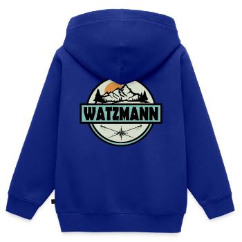 Watzmann - Kinder Premium Organic Zip Hoodie - Royalblau - Hinten - AI Model Kid Male (0cm)