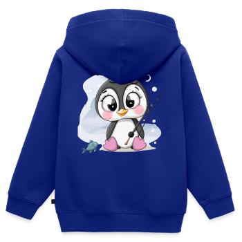 süßes Pinguin Mädchen - Kinder Premium Organic Zip Hoodie - Royalblau - Hinten - AI Model Kid Male (0cm)