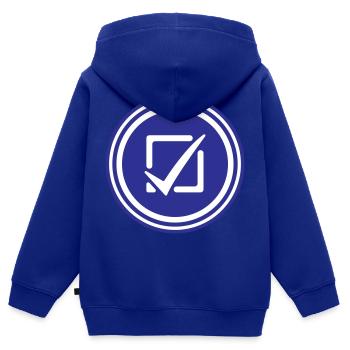 Cochez la case - Sweat Premium à capuche zippé enfant bio - bleu roi - Dos - AI Model Kid Male (0cm)