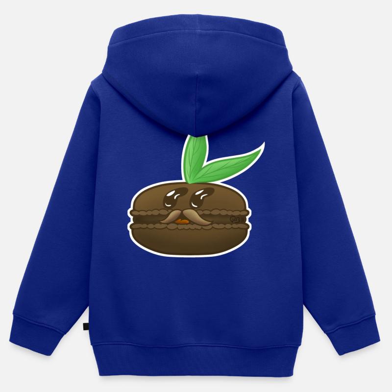 MacaronPousse ! - Sweat Premium à capuche zippé enfant bio - bleu roi