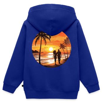 Strand Romantisches Paar - Kinder Premium Organic Zip Hoodie - Royalblau - Hinten - AI Model Kid Male (0cm)