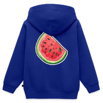 Wassermelonenscheibe - Saftige Köstlichkeiten - Kinder Premium Organic Zip Hoodie - Royalblau - Hinten - AI Model Kid Male (0cm)
