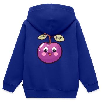 Prune Kawaii Prune Douce - Sweat Premium à capuche zippé enfant bio - bleu roi - Dos - AI Model Kid Male (0cm)