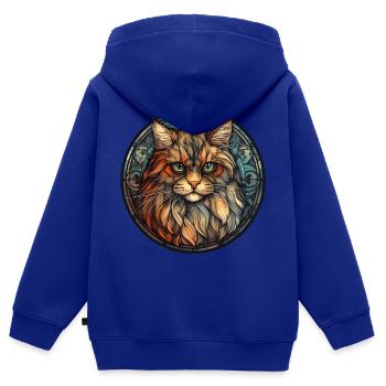 Verre aquarelle de race de chat à poil long britannique - Sweat Premium à capuche zippé enfant bio - bleu roi - Dos - AI Model Kid Male (0cm)