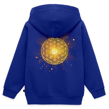 Lebensblume leuchtend - Kinder Premium Organic Zip Hoodie - Royalblau - Hinten - AI Model Kid Male (0cm)