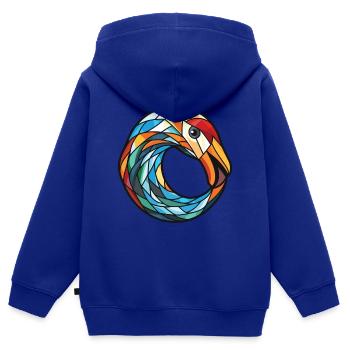 Cygne Aquarelle colorée Animal Animal Illustration - Sweat Premium à capuche zippé enfant bio - bleu roi - Dos - AI Model Kid Male (0cm)