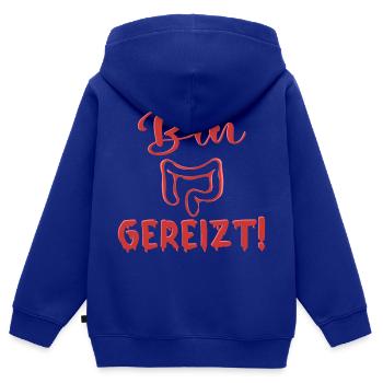 REIZDARM - BIN GEREIZT SPRÜCHE - Kinder Premium Organic Zip Hoodie - Royalblau - Hinten - AI Model Kid Male (0cm)