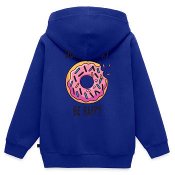 Donut Worry Be Happy - Kids Premium Organic Zip-up Hoodie - royal blue - Back - AI Model Kid Male (0cm)